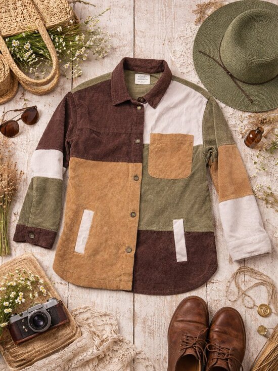 Ashley By 26 International Jackets & Blazers - Patchwork Corduroy Shacket Shirt Large Granola Girl Bohemian Cottage Outdoorsy